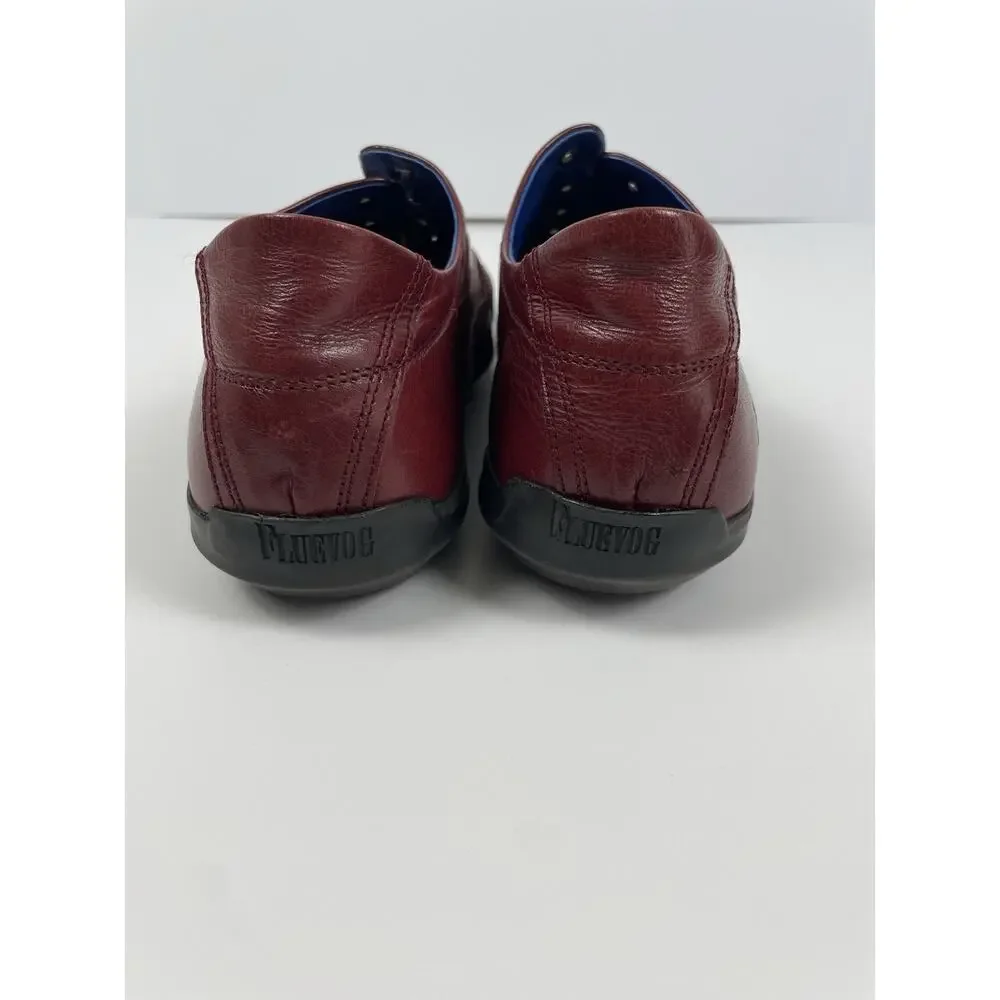 RARE! John Fluevog Men's 10 Jetstream Red Leather w/ Blue Interior Lace Up READ